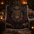 Fenrir Nordic Viking Woven Throw Blanket