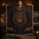 Fenrir Nordic Viking Woven Throw Blanket
