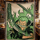 Zoro Green Sword One Piece Anime Woven Throw Blanket
