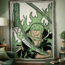 Zoro Green Sword One Piece Anime Woven Throw Blanket