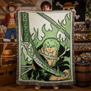 Zoro Green Sword One Piece Anime Woven Throw Blanket