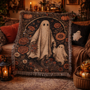 Hauntingly Beautiful Vintage Ghost & Floral Throw Woven Throw Blanket