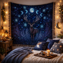 Celestial Moon Deer Woven Throw Blanket