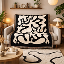 Modern Art In Black And White Matisse Abstract Leaf Style Woven Throw Blanket
