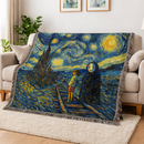Starry Night No Face Ghibli Woven Throw Blanket