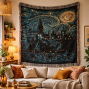 Starry Night Wizards Castle Woven Throw Blanket