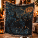 Starry Night Wizards Castle Woven Throw Blanket