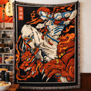 Traditional Japanese Art Demon Slayer Akaza Woven Throw Blanket