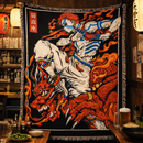 Traditional Japanese Art Demon Slayer Akaza Woven Throw Blanket