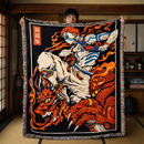 Traditional Japanese Art Demon Slayer Akaza Woven Throw Blanket