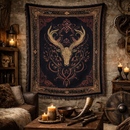 Viking Deer Skull Woven Throw Blanket