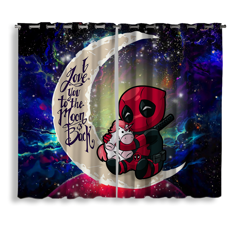 Chibi Deadpool Unicorn Toy Love You To The Moon Galaxy Window Curtain