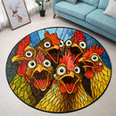 Chicken Stained Glass Round Rug