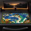 Chihiro x Haku x Calcifer Spirited Away Ghibli Studio Stained Glass Desk Mat