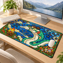 Chihiro x Haku x Calcifer Spirited Away Ghibli Studio Stained Glass Desk Mat