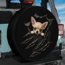 Chihuahua Dog Torn Through Car Spare Tire Cover