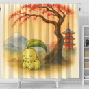 Pokemon Chikorita Japan Cherry Blossom Shower Curtain