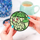 Chikorita Pokemon Stained Glass Decor Coaster - Gift Idea