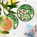 Chikorita Pokemon Stained Glass Decor Coaster - Gift Idea