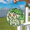 Chikorita Pokemon Stained Glass Suncatcher