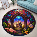 Church Stained Glass Round Rug