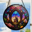 Castle Round Stained Glass Suncatcher