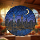 USA New York City At Night Stained Glass Suncatcher