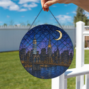 USA New York City At Night Stained Glass Suncatcher