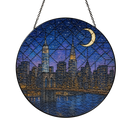 USA New York City At Night Stained Glass Suncatcher