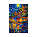Coastal Town at Starry Night Jigsaw Puzzle