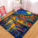 Coastal Town At Starry Night Rectangular Area Rug
