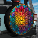 Colorful Flower of Life Mandala Stained Glass Jeep Car Spare Tire Cover