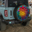 Colorful Flower of Life Mandala Stained Glass Jeep Car Spare Tire Cover