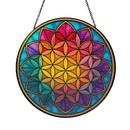 Colorful Flower of Life Mandala Stained Glass Suncatcher