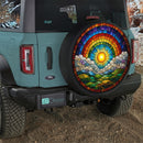Colorful Sunrise Landscape Stained Glass Car Spare Tire Cover
