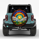 Colorful Sunrise Landscape Stained Glass Car Spare Tire Cover