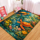 Colorfull Floral Turtles Under Water Rectangular Area Rug