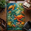 Colorfull Floral Turtles Under Water Rectangular Area Rug