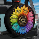 Colorful Sunflower God Say You Are Car Spare Tire Cover