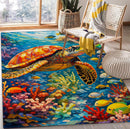 Sea turtles Under Water Rectangular Area Rug