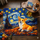Corgi Dog Starry Night Rectangular Area Rug
