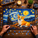 Corgi Dog Starry Night Jigsaw Puzzle