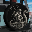 Cowboy Bigfoot Riding Nessie Car Spare Tire Cover With Camera Hole
