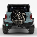 Cowboy Bigfoot Riding Nessie Car Spare Tire Cover With Camera Hole