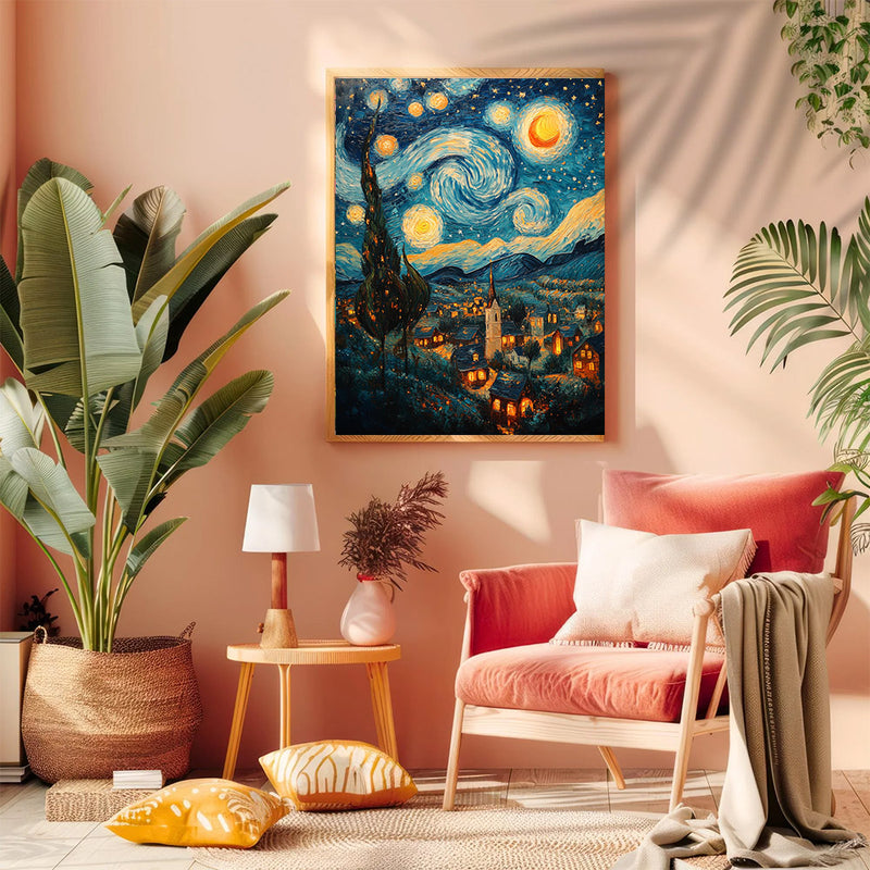 A Mesmerizing Painting Starry Night - Living Room - Canvas Wall Art - Print - Wall Decor