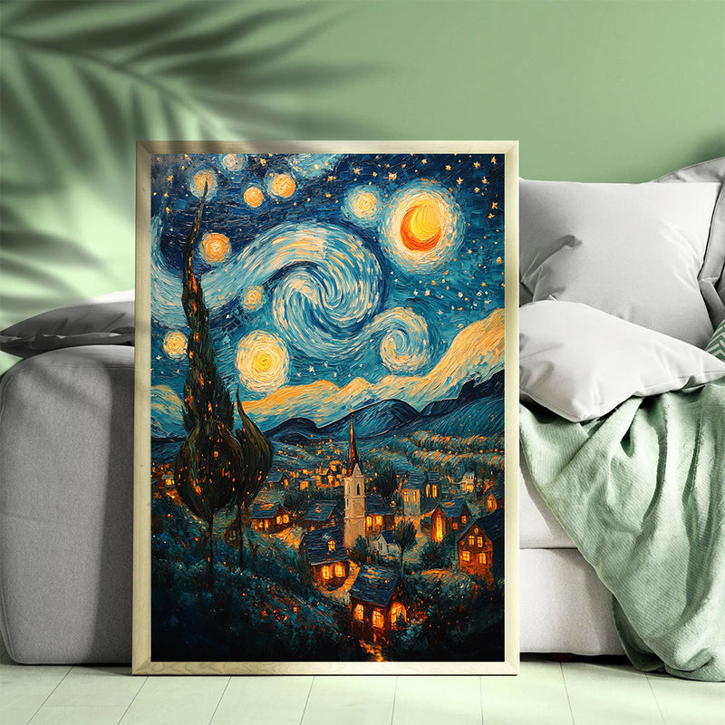 A Mesmerizing Painting Starry Night - Living Room - Canvas Wall Art - Print - Wall Decor