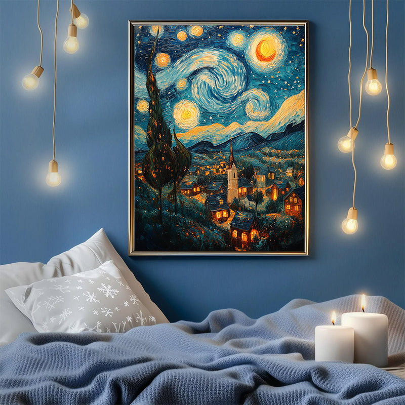 A Mesmerizing Painting Starry Night - Living Room - Canvas Wall Art - Print - Wall Decor