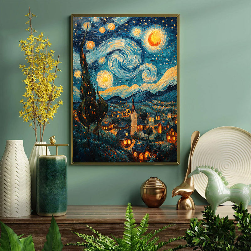 A Mesmerizing Painting Starry Night - Living Room - Canvas Wall Art - Print - Wall Decor