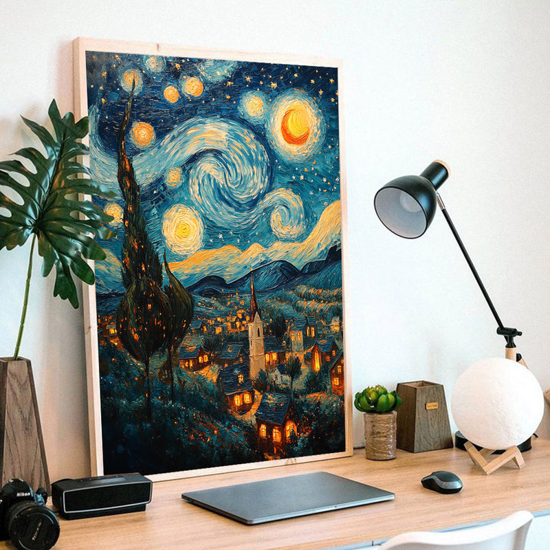 A Mesmerizing Painting Starry Night - Living Room - Canvas Wall Art - Print - Wall Decor