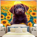 Rainbow Sunflower Puppy Tapestry